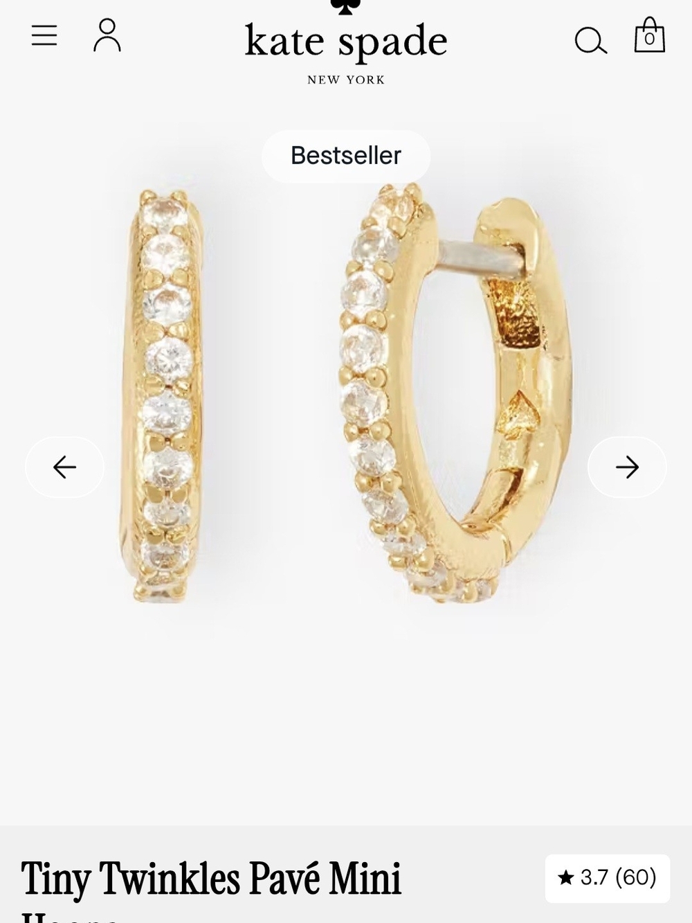 kate spade Gold Pavé Tiny Twinkles Mini Hoop Earrings